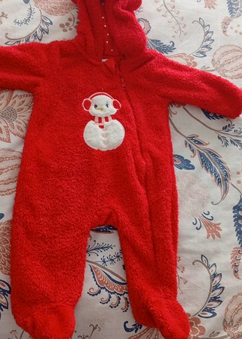 Kız Bebek Kapüşonlu Kırmızı Örgü Tulum