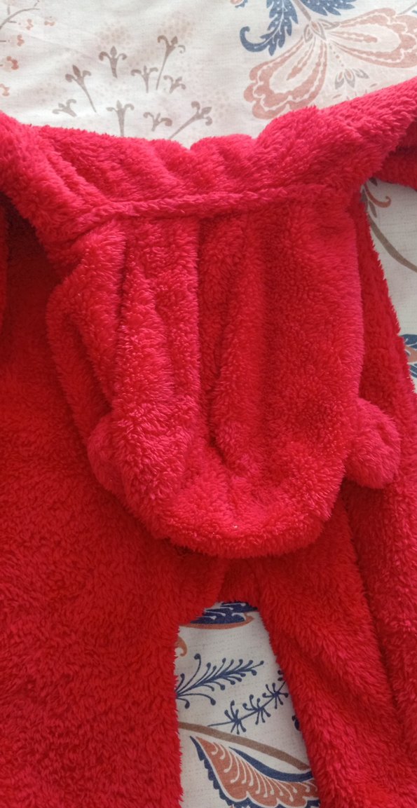 Kız Bebek Kapüşonlu Kırmızı Örgü Tulum - Görsel 4