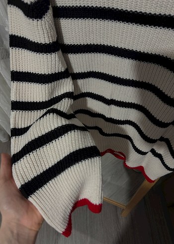 Çizgili Kadın Triko Kazak - Görsel 3