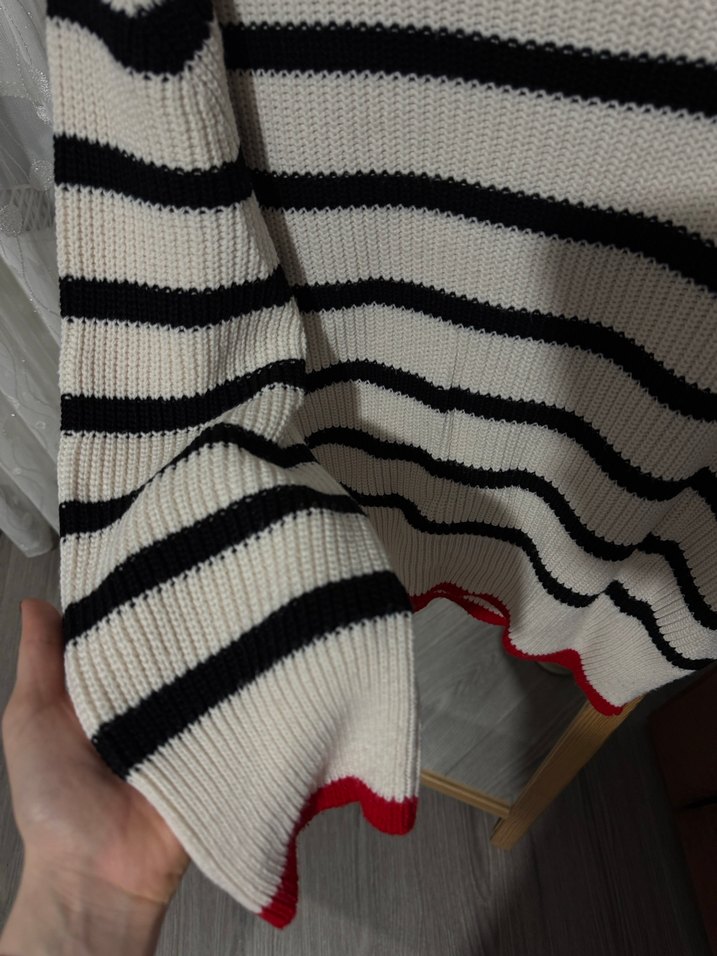 Çizgili Kadın Triko Kazak - Görsel 3