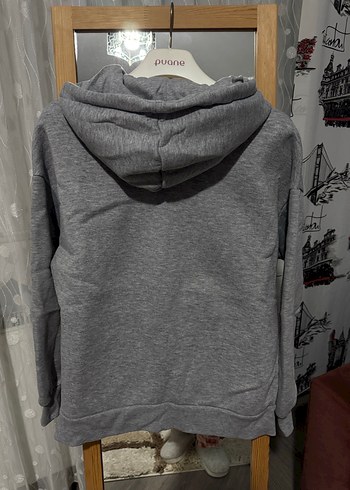 Gri Kadın Kapüşonlu Sweatshirt - Görsel 3