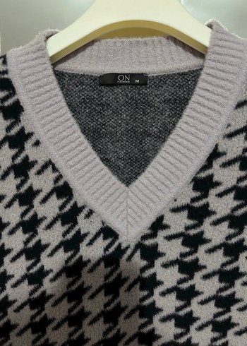 Gri V Yaka Kadın Triko Süveter - Görsel 2