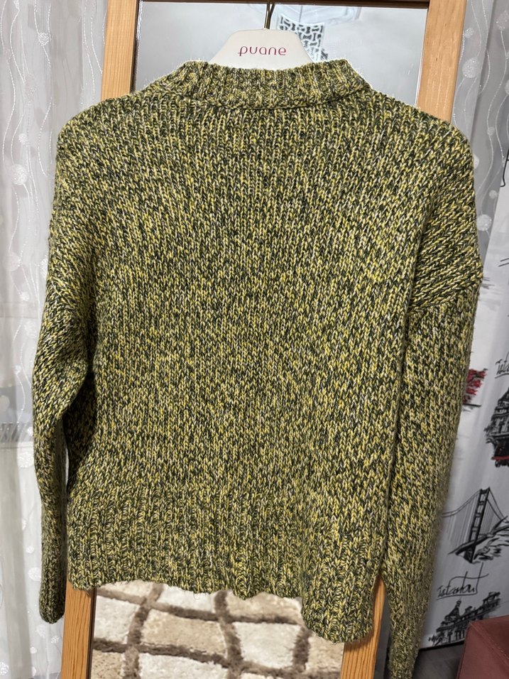 Sarı Örgü Boğazlı Kadın Kazak - Görsel 3