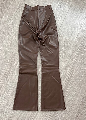 Kahverengi Deri Kadın Pantolon - Görsel 3