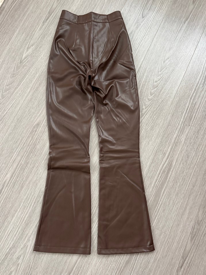 Kahverengi Deri Kadın Pantolon - Görsel 3
