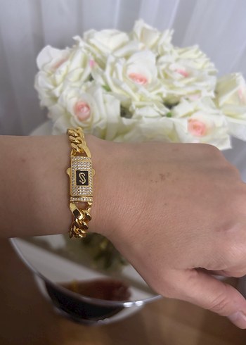 Zincir Detaylı Altın Renk Parisian Bileklik - Görsel 3