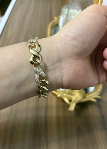 Xuping sonsuzluk Gurmet Zincir Detaylı Altın Renk Bileklik - Görsel 2