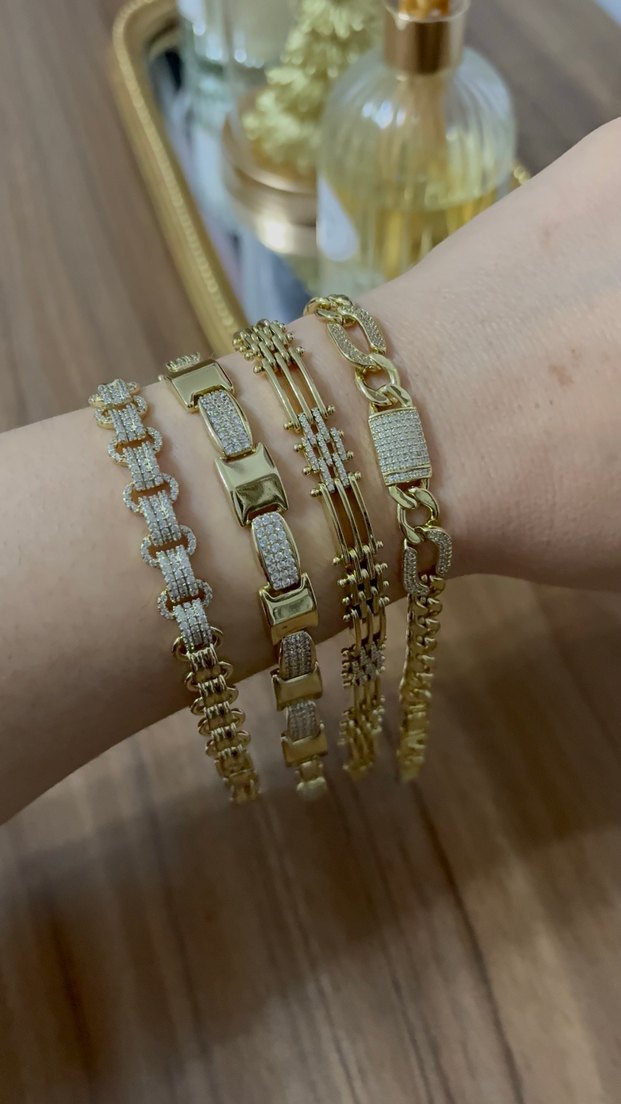 Xuping Zincir Detaylı Altın Renkli Kadın Bileklik - Görsel 3