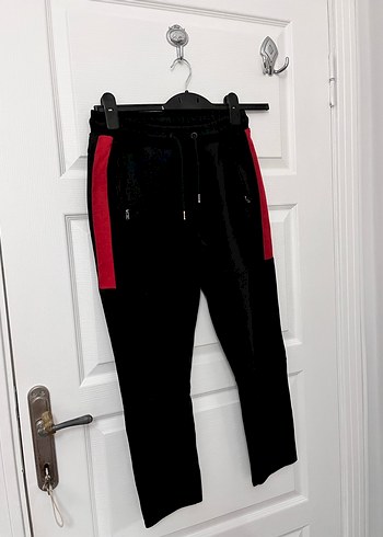 Fermuarlı Kırmızı Siyah Erkek Kısa Eşofman - Görsel 2