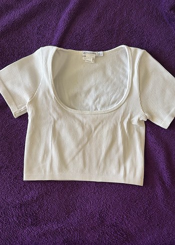 stradivariys Beyaz Kadın Crop Top Kısa Kollu