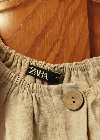 Düğmeli Kısa Keten Bluz - Görsel 3