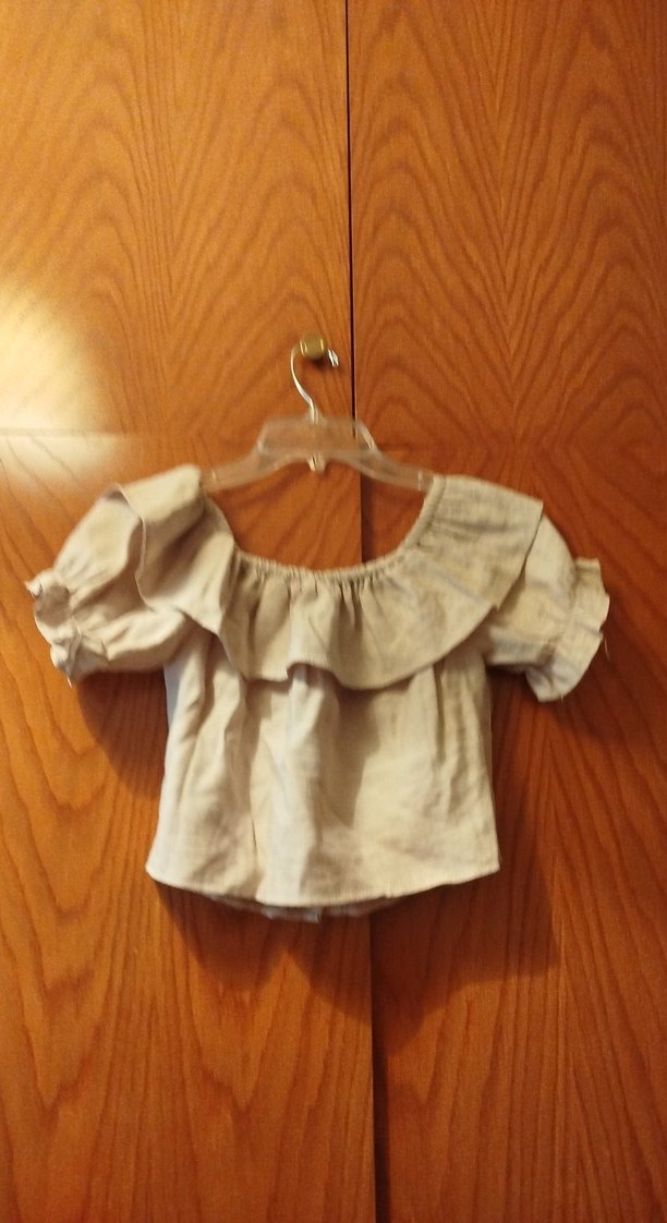 Düğmeli Kısa Keten Bluz - Görsel 2