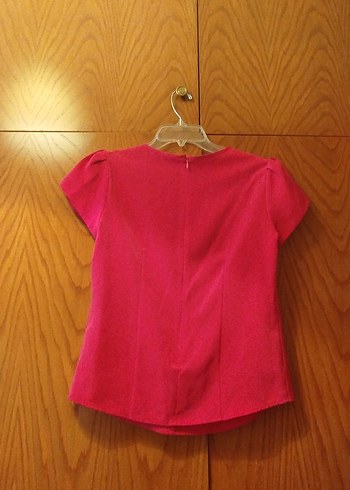 Pembe Drapeli Kısa Kollu Kadın Bluz - Görsel 2