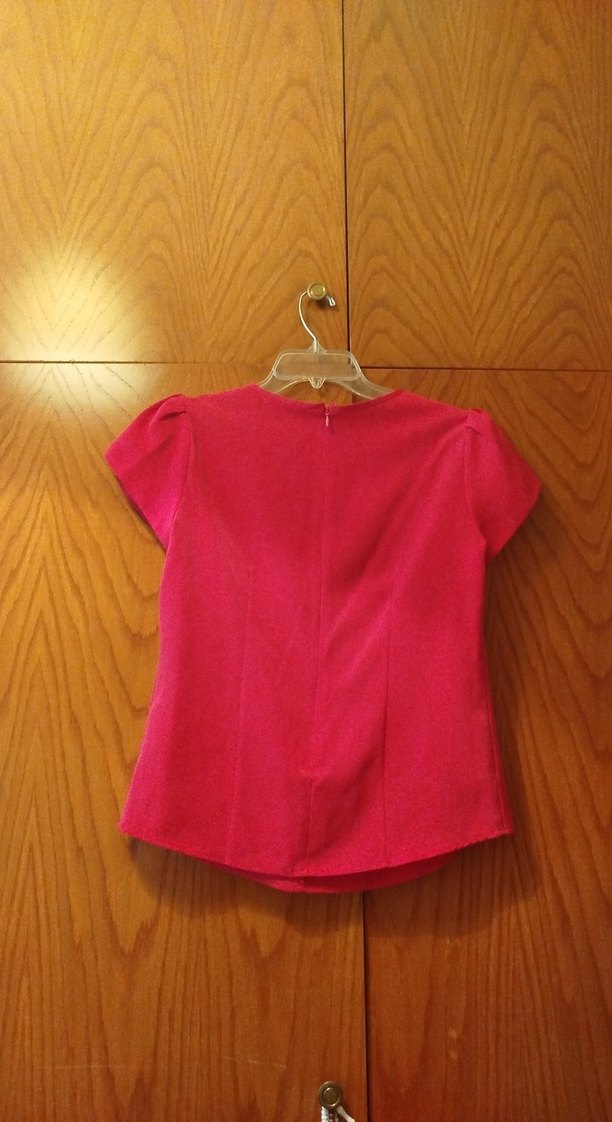 Pembe Drapeli Kısa Kollu Kadın Bluz - Görsel 2