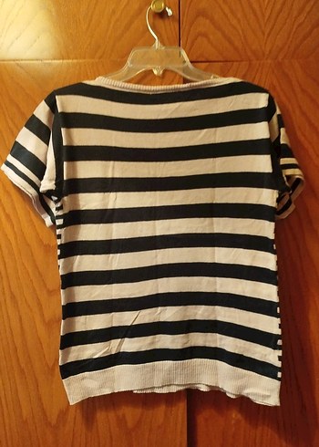 Çizgili Kısa Kollu Kadın Bluz - Görsel 2