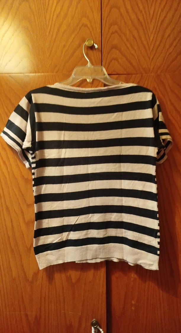 Çizgili Kısa Kollu Kadın Bluz - Görsel 2