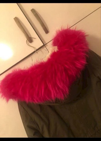 Kürk Detaylı haki Kışlık Kadın Mont - Görsel 4