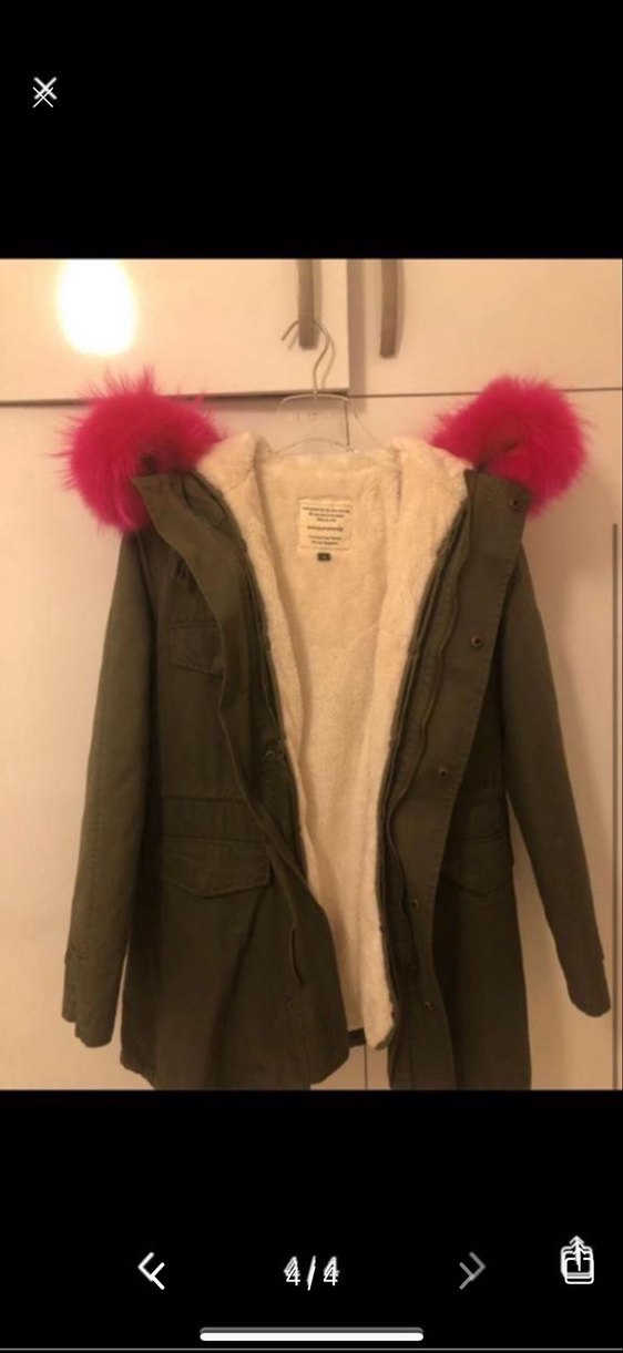 Kürk Detaylı haki Kışlık Kadın Mont - Görsel 3