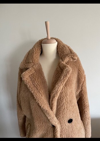 Bej Kadın Peluş Kaban - Görsel 3