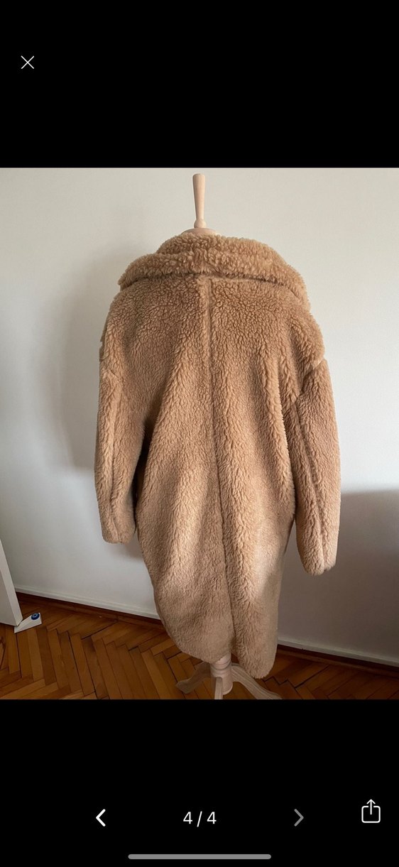 Bej Kadın Peluş Kaban - Görsel 4