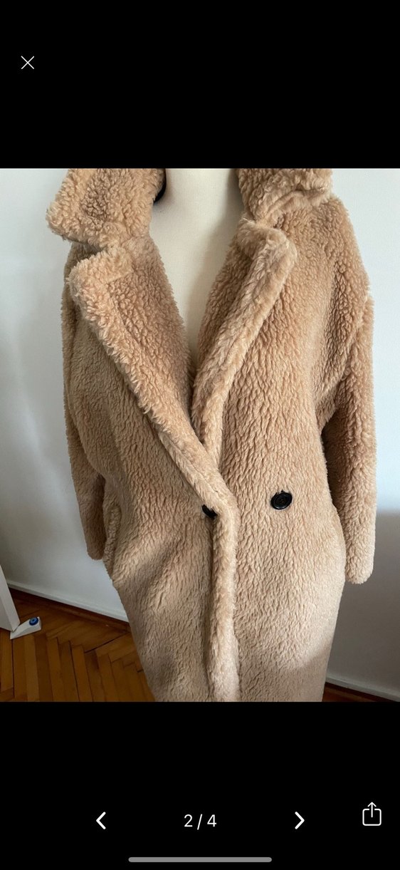 Bej Kadın Peluş Kaban - Görsel 2