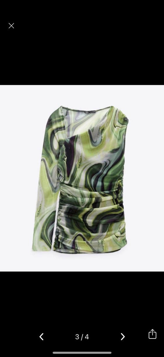 Zara Kadın Baskılı V Yaka Drapeli Bluz - Görsel 3