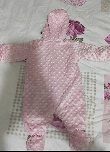 9-12 Ay Beden Kapüşonlu kız peluş tulum