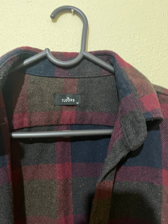 Bordo Düğmeli Uzun Kollu Erkek Gömlek - Görsel 2