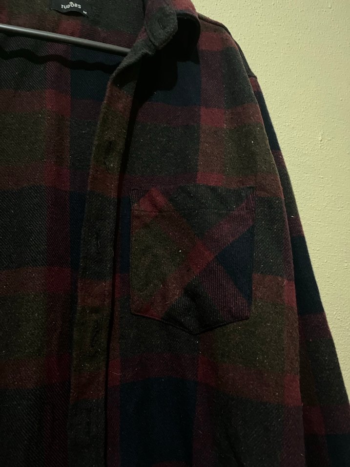 Bordo Düğmeli Uzun Kollu Erkek Gömlek - Görsel 3