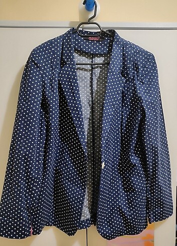Lacivert Puantiyeli Blazer Ceket