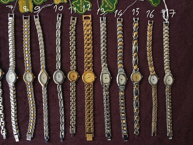  Beden altın Renk Altın kaplama vintage mini kadın kol saatleri