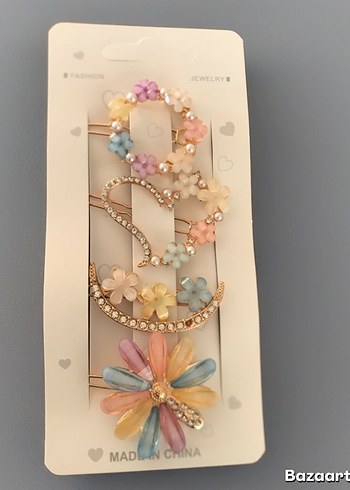 Diğer Boncuklu Pastel Renkli Bohem Kadın Toka Seti