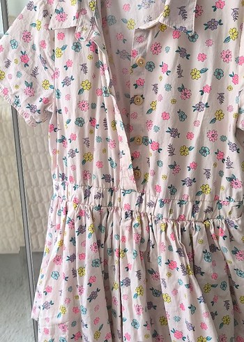 LC Waikiki Pembe Desenli Pamuklu Kız Elbise