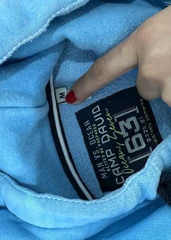 Erkek Kapüşonlu Fermuarlı Mavi Sweatshirt - Görsel 2