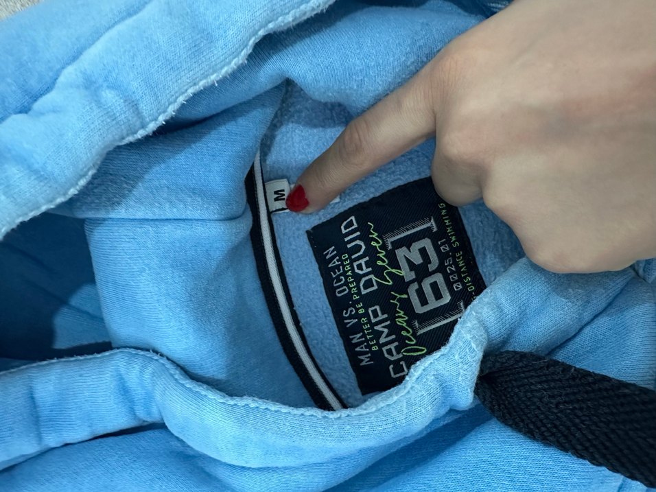 Erkek Kapüşonlu Fermuarlı Mavi Sweatshirt - Görsel 2