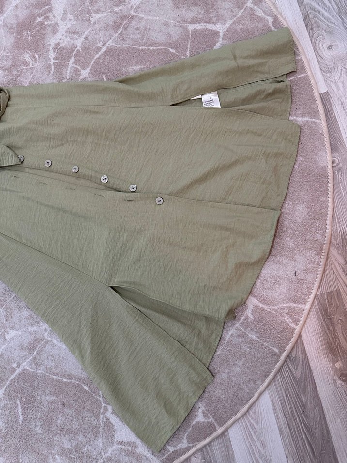 Kemerli V Yaka Uzun Keten Elbise - Görsel 4