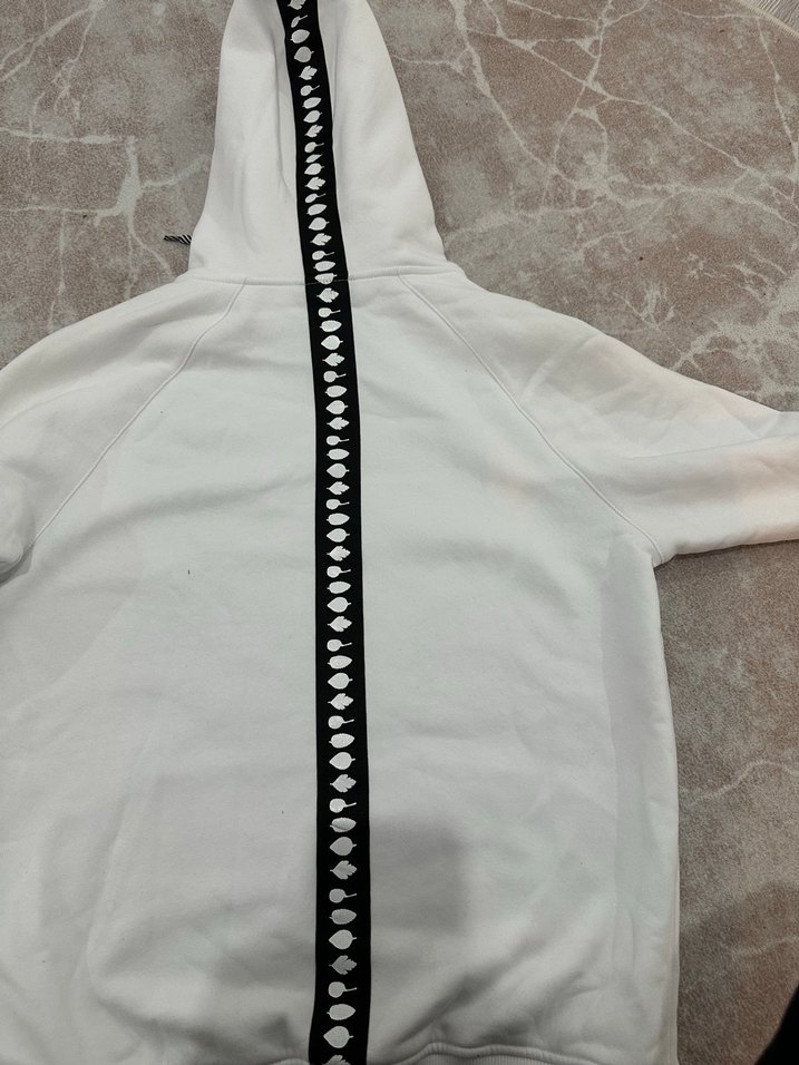 Beyaz Kapüşonlu Fermuarlı Unisex Sweatshirt - Görsel 3