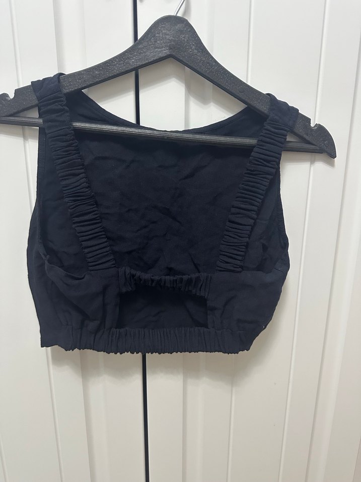 Lacivert adil ışık sırtı açık bluz - Görsel 2