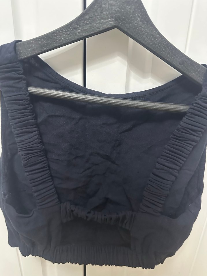 Lacivert adil ışık sırtı açık bluz - Görsel 3