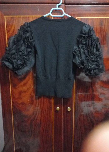 Uzun Kollu Fırfırlı Siyah Gotik Bluz - Görsel 3