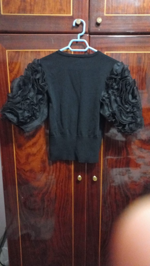 Uzun Kollu Fırfırlı Siyah Gotik Bluz - Görsel 3