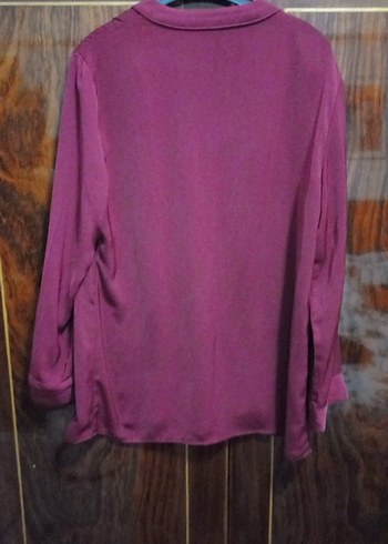 Bordo V Yakalı Kadın Bluz - Görsel 2