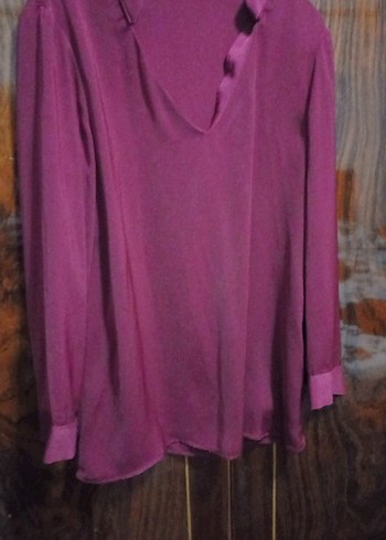 Bordo V Yakalı Kadın Bluz - Görsel 3