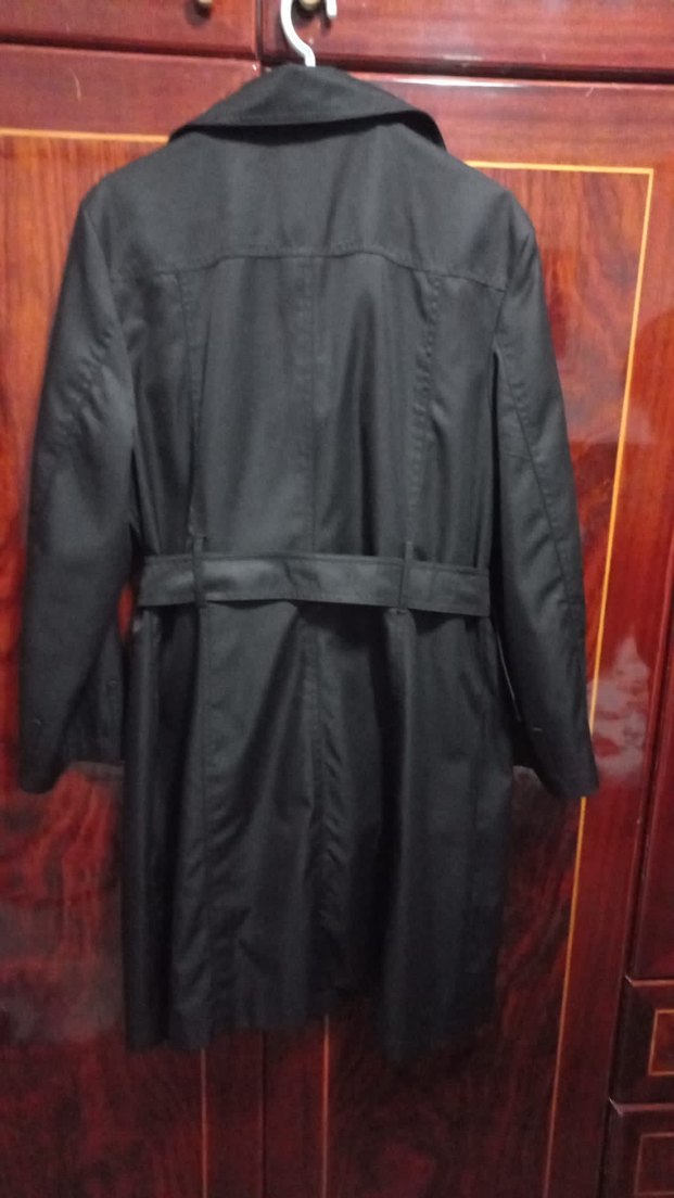 Siyah Kemerli Uzun Kadın Trençkot - Görsel 3