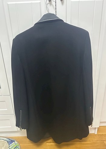 Siyah Deri Midi Kadın kaban - Görsel 3