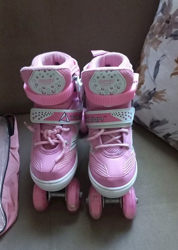 Diğer 31-34 numara Pembe ışıklı Velcro Kaykay Pateni ve Çantası