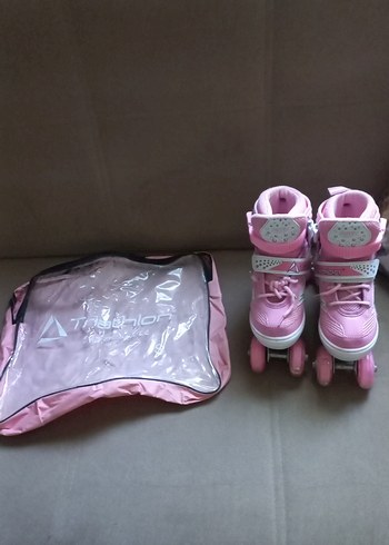 31-34 numara Pembe ışıklı Velcro Kaykay Pateni ve Çantası