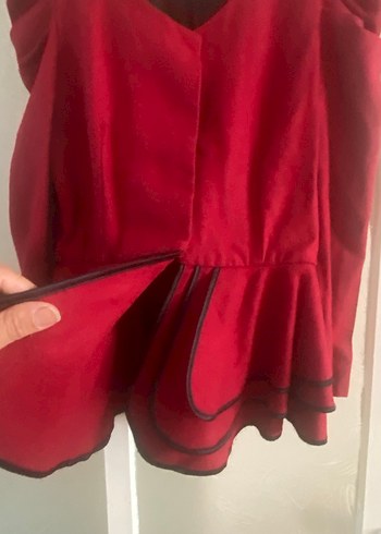 Zara Düğmeli Kırmızı Midi Kadın ceket