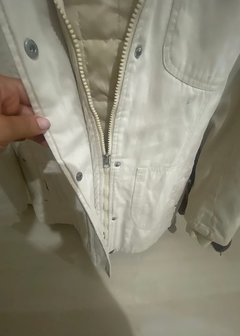 Kadın bej rengi Fermuarlı kaban - Görsel 3