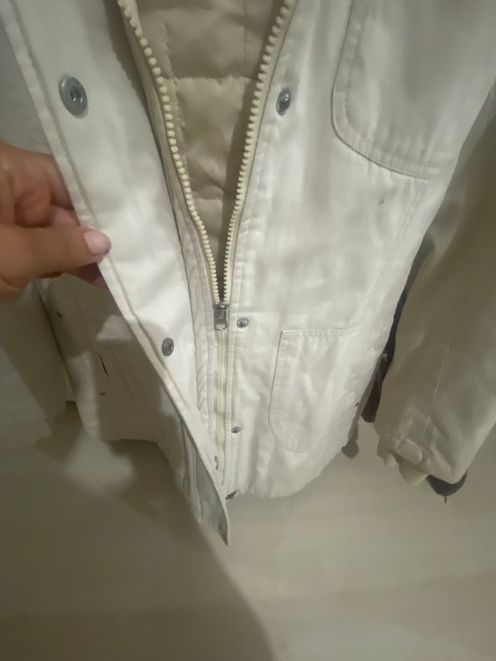 Kadın bej rengi Fermuarlı kaban - Görsel 3